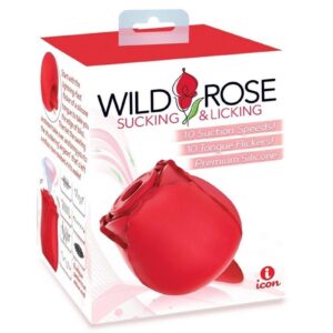 Wild Rose and Tongue Rechargeable Silicone Clitoral Stimulator with Suction - Red