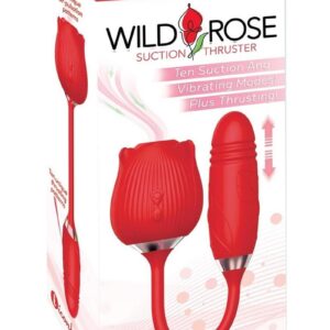 Wild Rose and Thruster Rechargeable Silicone Clitoral Stimulator with Suction - Red