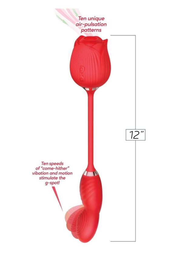 Wild Rose Come Hither Rechargeable Silicone Dual Stimulator with Clitoral Suction - Red - Image 2