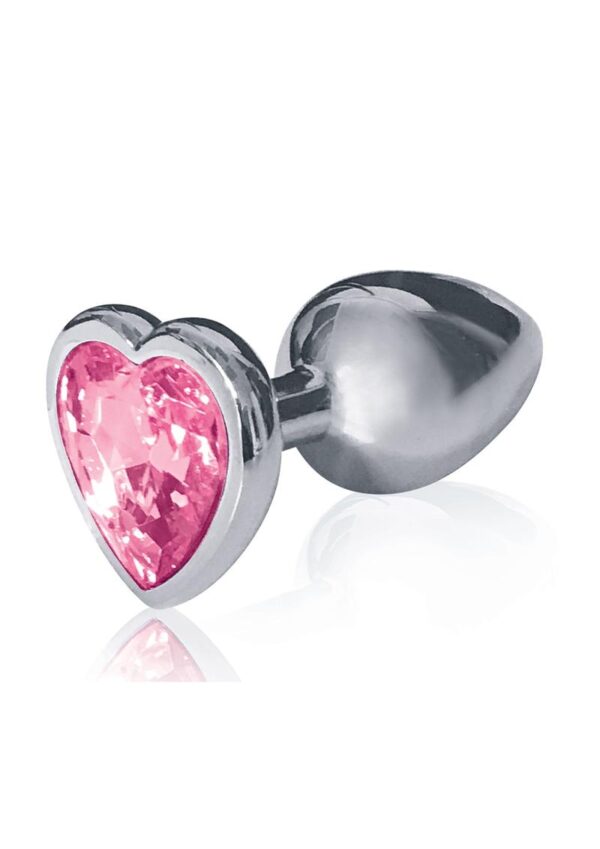 The 9`s - The Silver Starter Bejeweled Heart Stainless Steel Plug - Pink - Image 2
