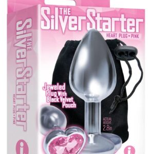 The 9`s - The Silver Starter Bejeweled Heart Stainless Steel Plug - Pink