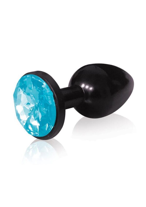 The 9`s - The Silver Starter Bejeweled Annodized Stainless Steel Plug - Aqua - Image 2