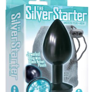 The 9`s - The Silver Starter Bejeweled Annodized Stainless Steel Plug - Aqua