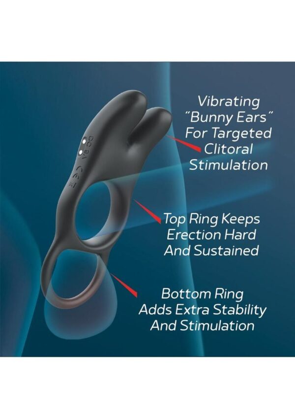 Red Dot Silicone Rechargeable Vibrating Cock Ring V1 with Remote Control - Black/Red - Image 3
