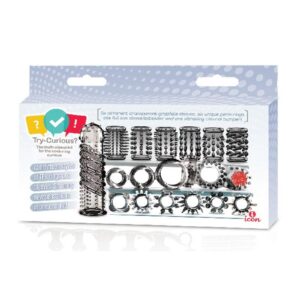 Try-Curious Cock Ring and Sleeve Set - Smoke
