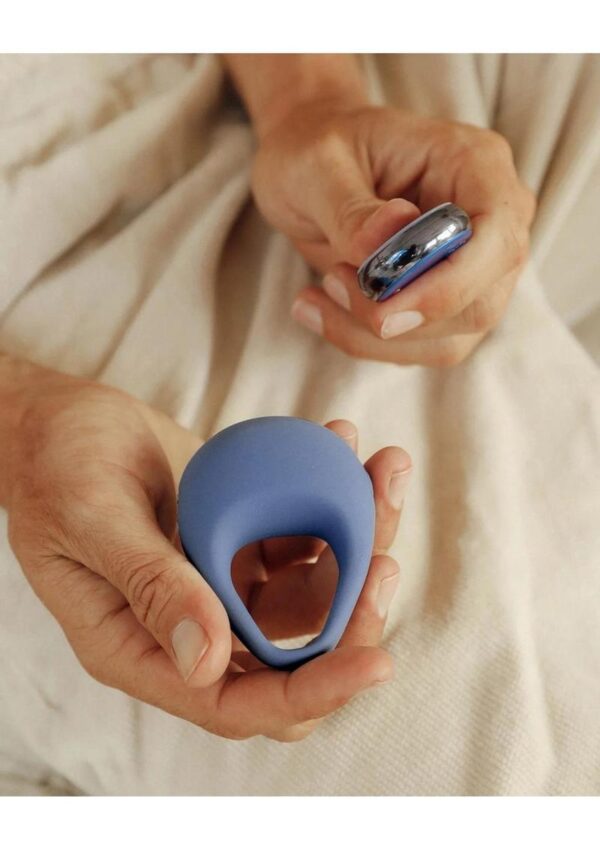 JimmyJane Kore Rechargeable Silicone Cock Ring with Remote Control - Blue - Image 4