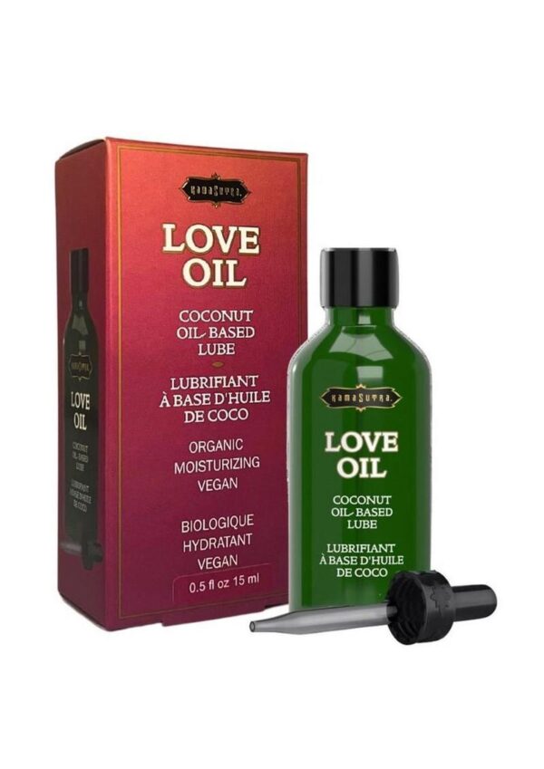 Love Oil Coconut Based Lubricant .50oz Mini Bottle with Dropper - Image 2