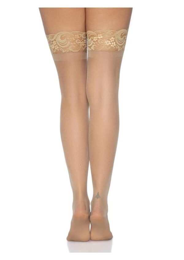 Leg Avenue Stay Up 3in Lace Top Lycra Sheer Thigh High - O/S - Nude - Image 3