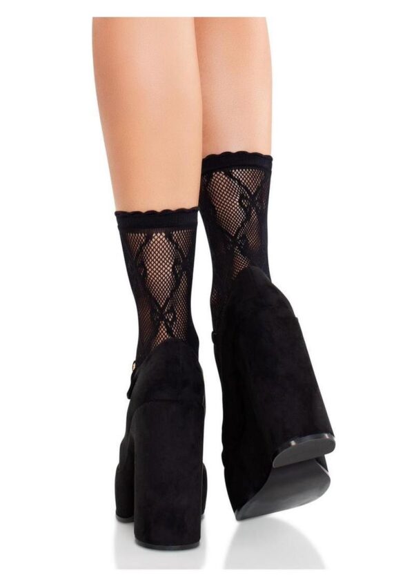 Leg Avenue Bow Net Anklets - Black - O/S - Image 3