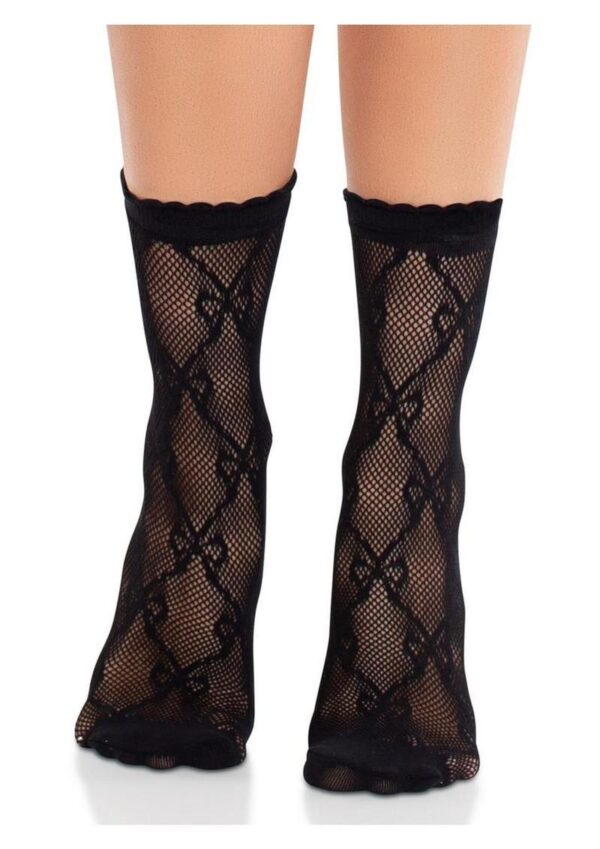 Leg Avenue Bow Net Anklets - Black - O/S - Image 4