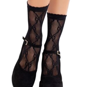Leg Avenue Bow Net Anklets - Black - O/S