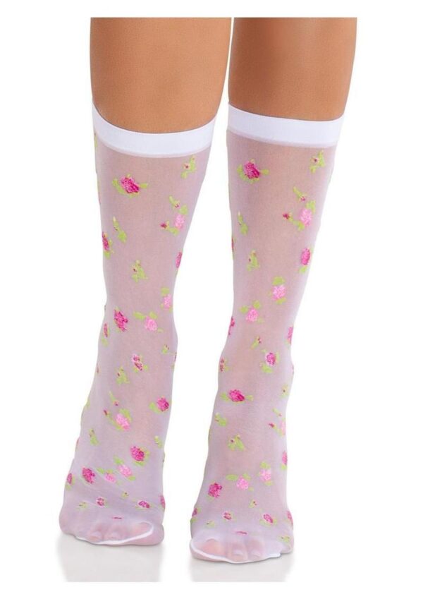 Leg Avenue Rosette Jacquard Spandex Sheer Anklets - Multicolor - O/S - Image 4