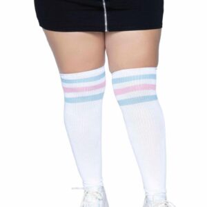 Leg Avenue Over The Knee Athletic Socks - 1X/2X - Pink/Blue