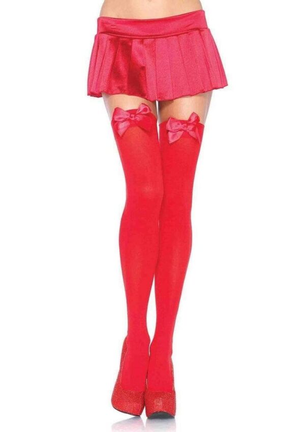 Leg Avenue Nylon Over The Knee with Bow - OS - Red