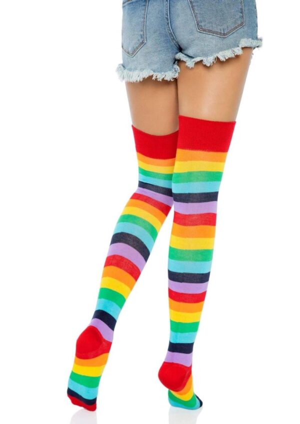Leg Avenue Lycra Acrylic Rainbow Thigh High - OS - Multicolor - Image 2