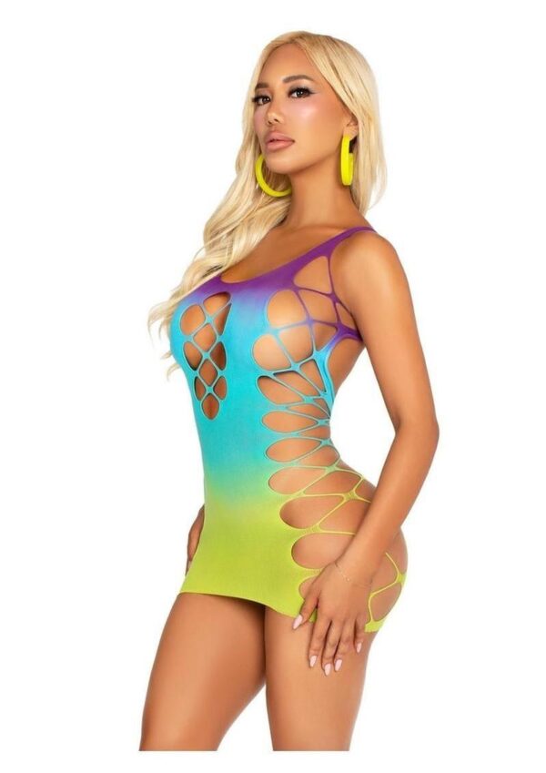 Leg Avenue Seamless Ombre Faux Lace Up Mini Dress - Ocean - O/S - Image 2