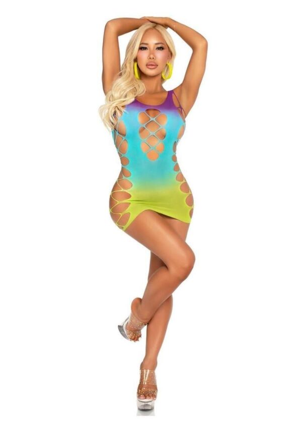 Leg Avenue Seamless Ombre Faux Lace Up Mini Dress - Ocean - O/S - Image 4
