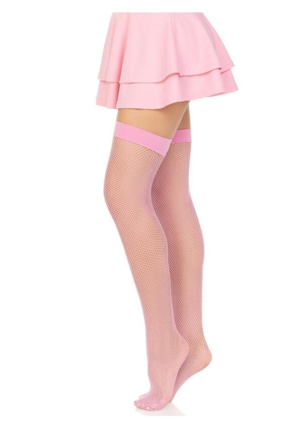 Leg Avenue Nylon Fishnet Stocking - OS - Pink - Image 2