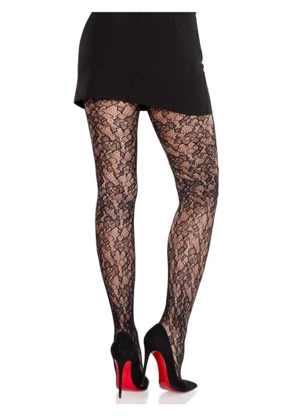 Leg Avenue Camellia Lace Tights - Black - O/S - Image 3