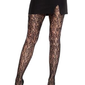 Leg Avenue Camellia Lace Tights - Black - O/S
