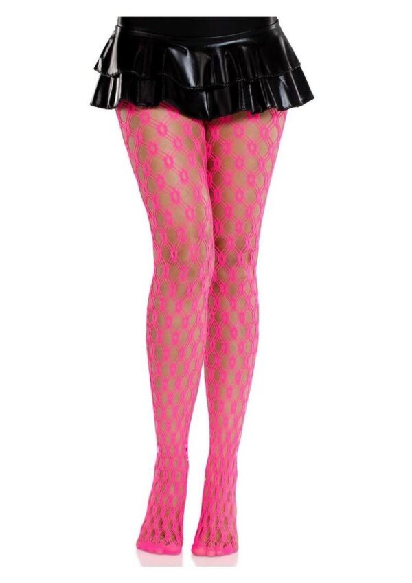 Leg Avenue Eyelet Net Tights - Neon Pink - O/S - Image 4