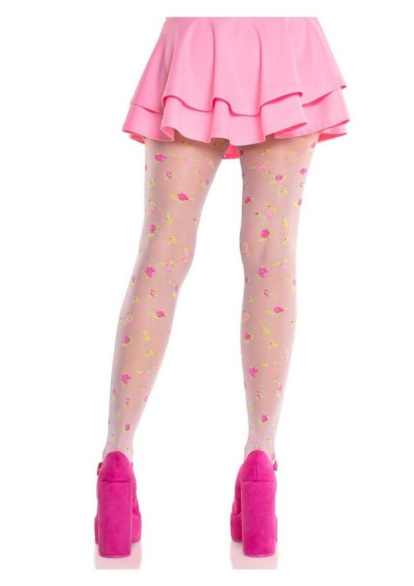 Leg Avenue Rosette Jacquard Spandex Sheer Tights - Multicolor - O/S - Image 3