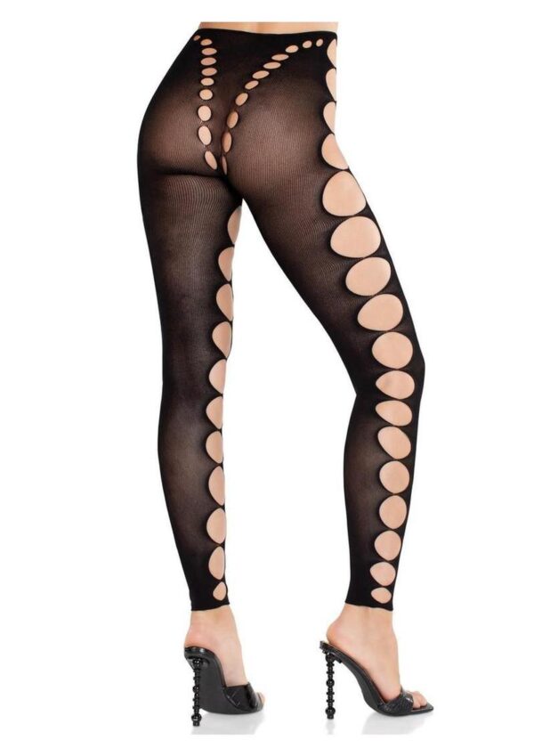 Leg Avenue Seamless Opaque Cut-Out Footless Tights - Black - O/S - Image 3
