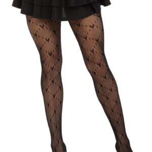 Leg Avenue Love Struck Heart Net Tights - OS - Black