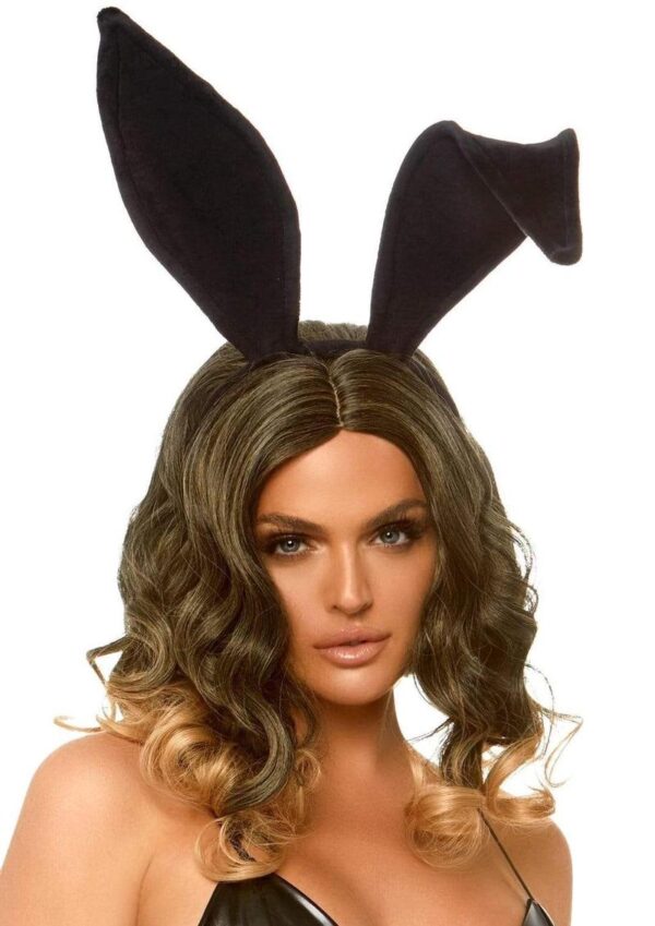Leg Avenue Bendable Velvet Bunny Ears - OS - Black