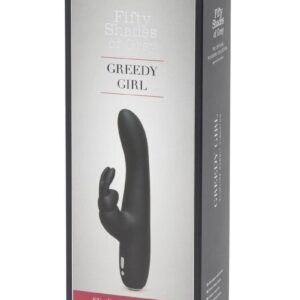 Fifty Shades of Grey Greedy Girl Rechargeable Slimline Rabbit Vibrator - Black