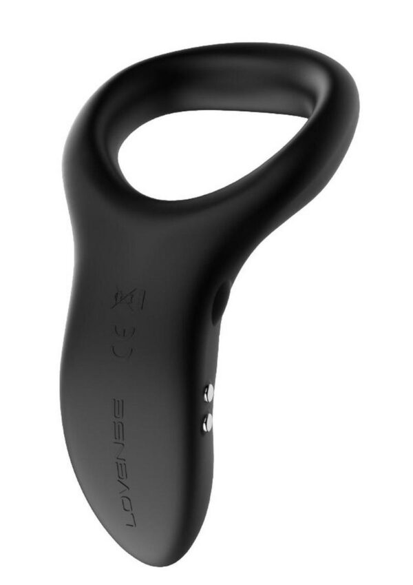 Lovense Diamo App Compatible Vibrating Silicone Cock Ring - Black - Image 2