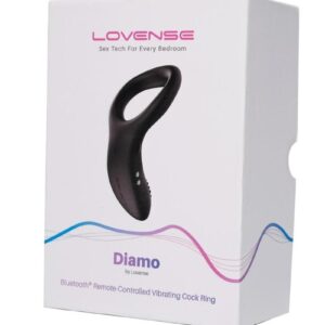 Lovense Diamo App Compatible Vibrating Silicone Cock Ring - Black