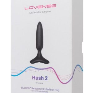 Lovense Hush 2 Rechargeable App Compatible Silicone Vibrating Anal Plug 1in - Black