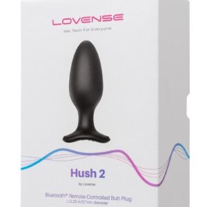 Lovense Hush 2 Rechargeable App Compatible Silicone Vibrating Anal Plug 2.25in - Black