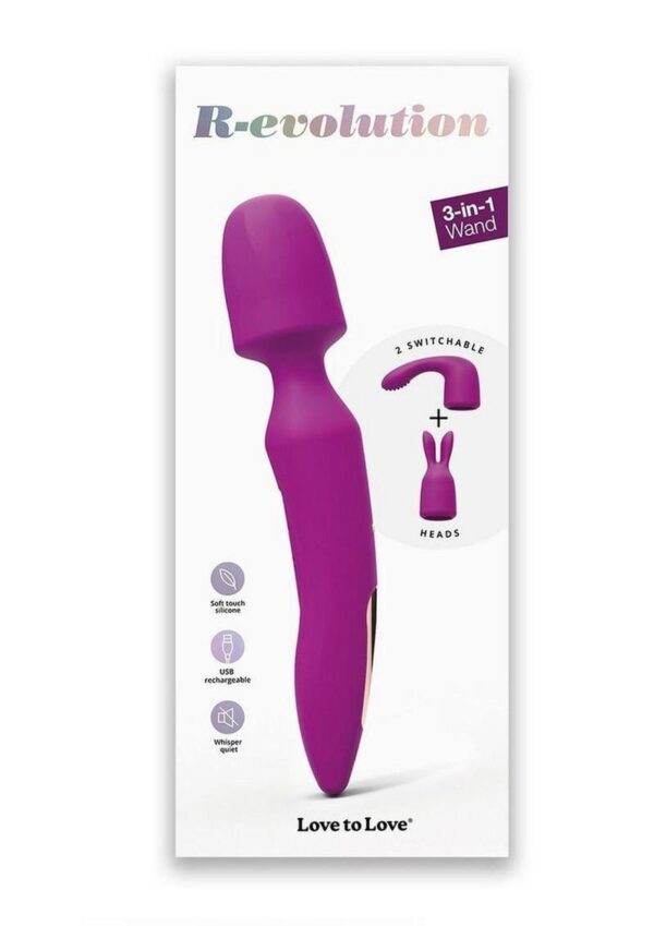 R-evolution Rechargeable Silicone Wand with Attachment - Sweet Orchid
