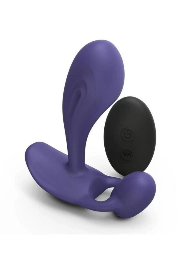 Witty Rechargeable Silicone Vibrator with Clitoral Stimulator - Midnight Indigo - Image 2