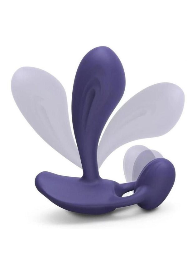 Witty Rechargeable Silicone Vibrator with Clitoral Stimulator - Midnight Indigo - Image 3