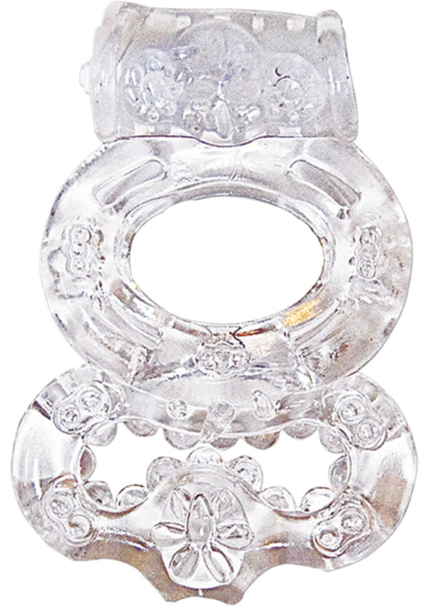 The MachO Crystal Collection Double Ring Vibrating Cock Ring - Clear - Image 2