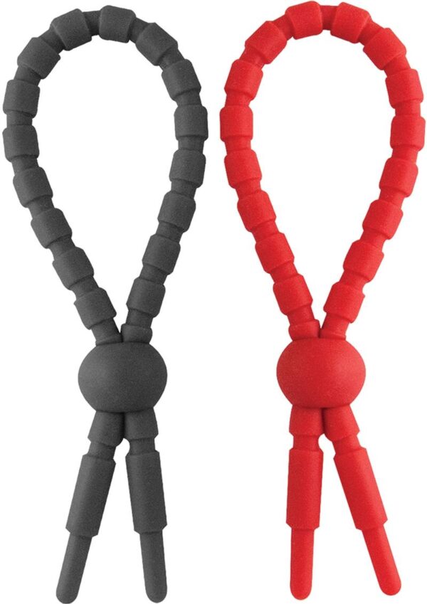 Ram Ultra Clinchers Silicone Cock Ties (2 each per pack) - Black/Red - Image 2