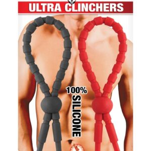 Ram Ultra Clinchers Silicone Cock Ties (2 each per pack) - Black/Red