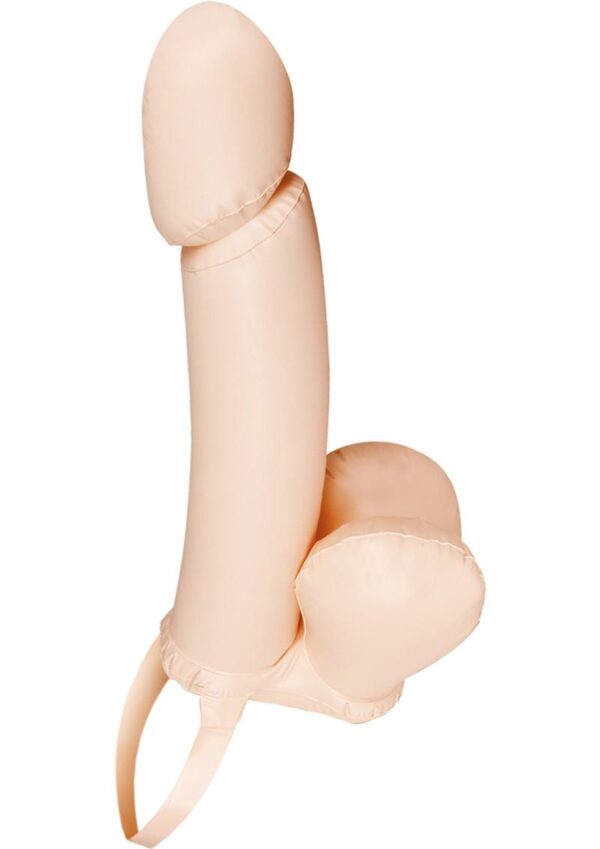 Get It On Inflatable Strap On Penis 27in - Vanilla - Image 2