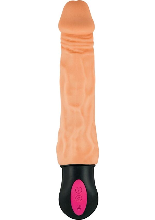 Natural Realskin Hot Cock #3 Rechargeable Warming Vibrator 8in - Vanilla - Image 2