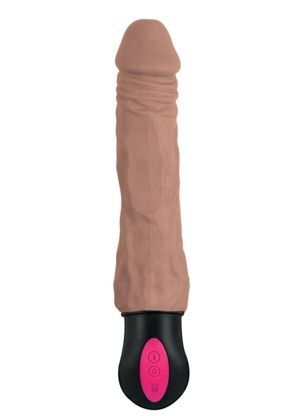 Natural Realskin Hot Cock 3 Rechargeable Warming Dildo 8in - Chocolate - Image 2