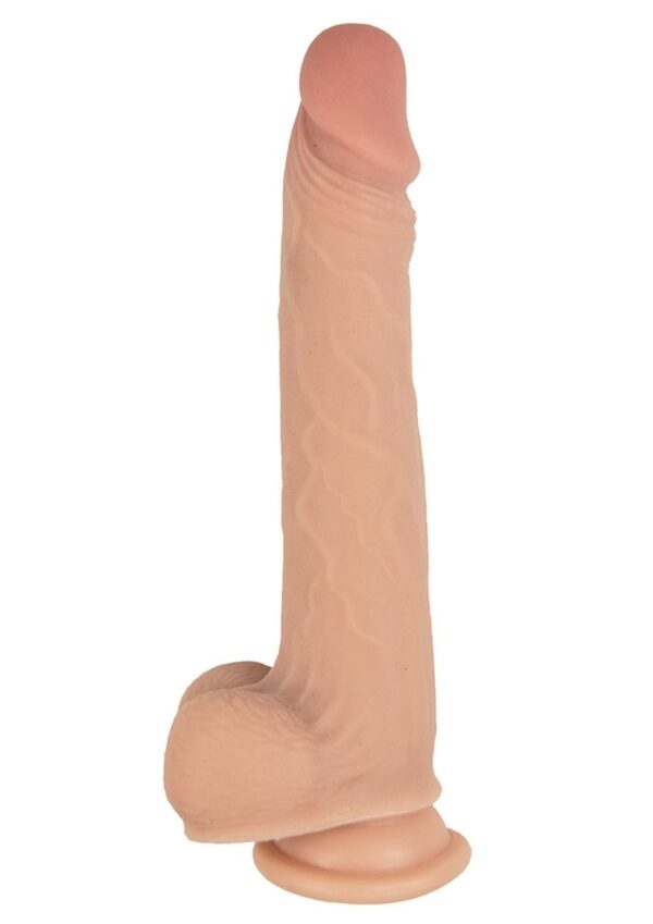Realcocks Self Lubricating Bendable Dildo with Balls 9in - Vanilla - Image 2