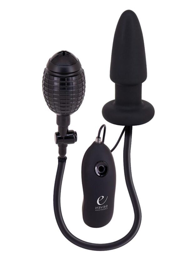Fanny Hills Silicone Inflatable and Vibrating Butt Plug with Wired Remote Control - Black - Image 2
