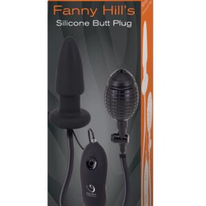Fanny Hills Silicone Inflatable and Vibrating Butt Plug with Wired Remote Control - Black