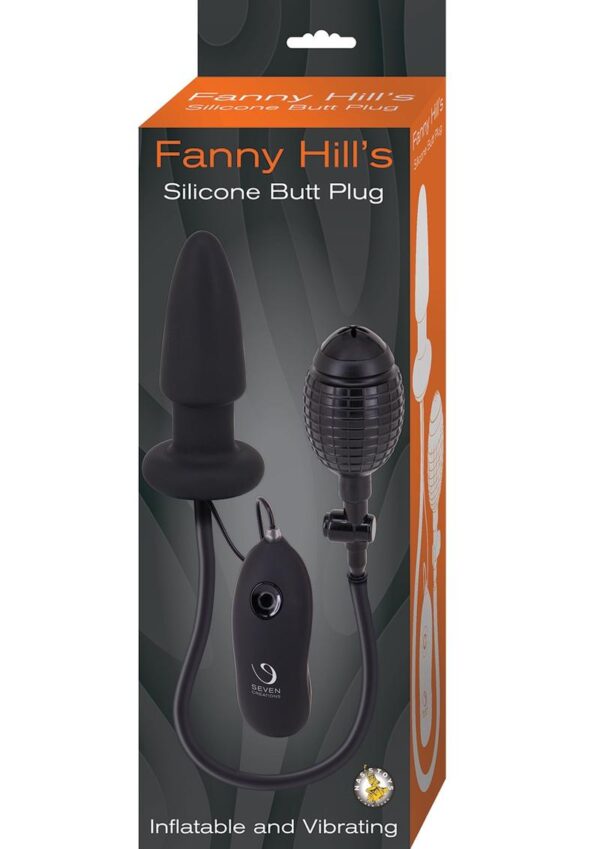 Fanny Hills Silicone Inflatable and Vibrating Butt Plug with Wired Remote Control - Black