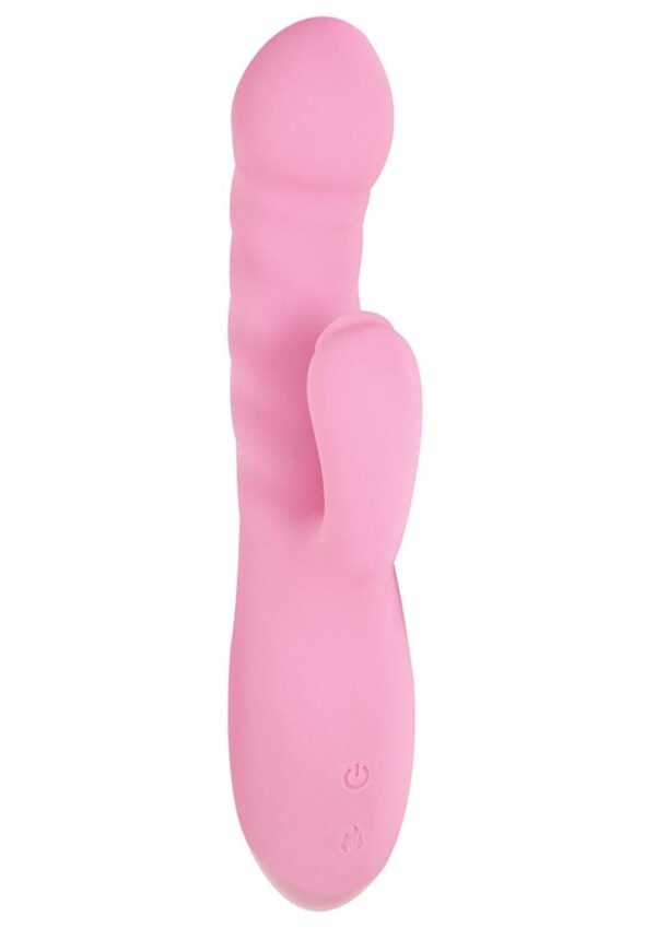 Luv Heat Up Thruster Rechargeable Silicone Rabbit Vibrator - Pink - Image 2