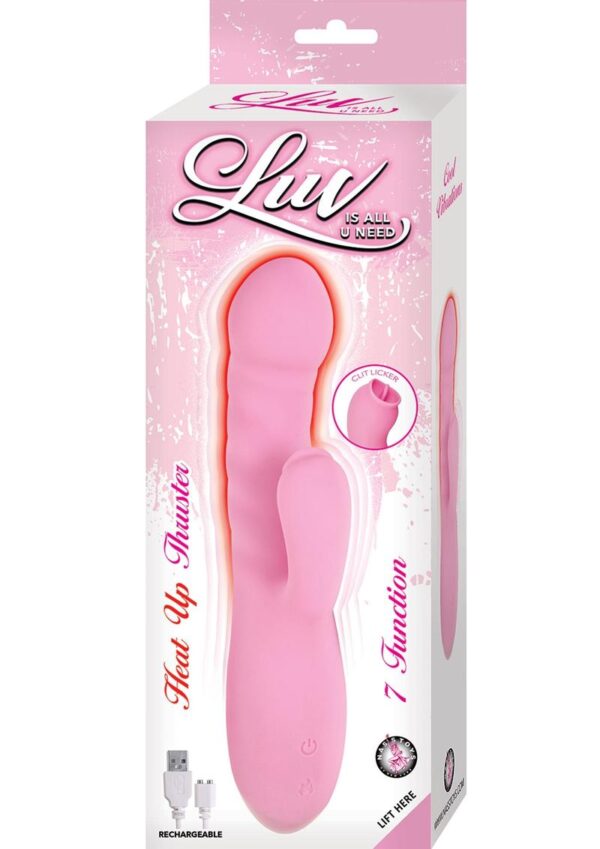 Luv Heat Up Thruster Rechargeable Silicone Rabbit Vibrator - Pink