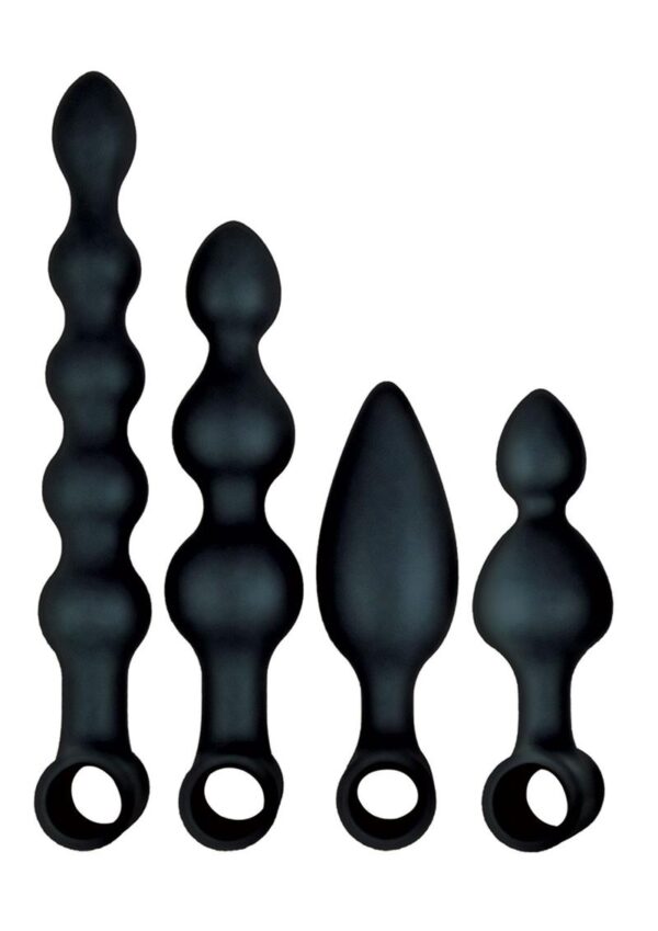 Anal-Ese Collection Silicone Rechargeable Vibrating Anal Fantasy Kit (Set of 5) - Black - Image 2